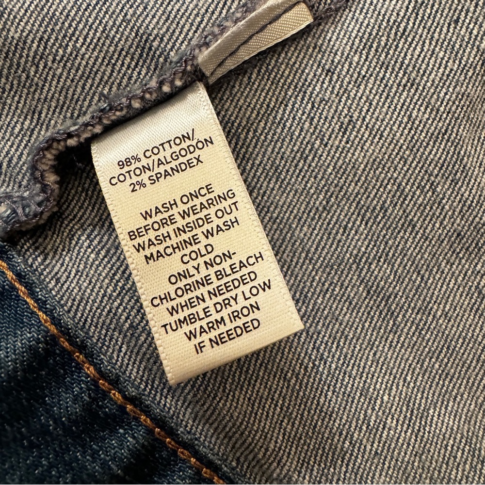 Ann Taylor Loft distressed jean jacket, size extra small - Picture 6 of 12